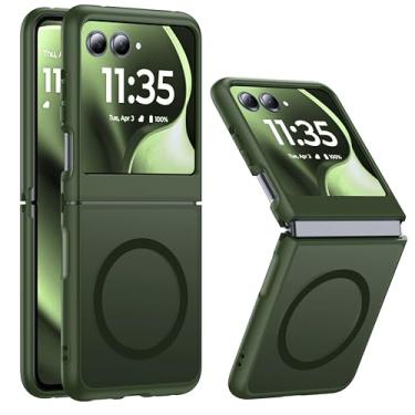 Imagem de FNDMIL Capa magnética para Motorola Razr 2025/Motorola Razr 2024 compatível com MagSafe translúcido fosco estrutura integrada fina para Motorola Razr 60/50, verde