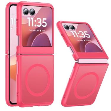Imagem de FNDMIL Capa magnética para Motorola Razr 2025/Motorola Razr 2024 compatível com MagSafe translúcido fosco estrutura integrada fina para Motorola Razr 60/50, rosa