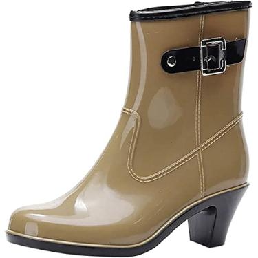 Imagem de Botas de chuva femininas cano médio botas de chuva galochas, Z02cáqui, 6.5