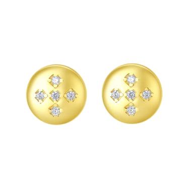 Imagem de Efashion Brincos femininos banhados a ouro 14K prata esterlina 925 simples e compactos de disco de zircônia, Small, Ouro amarelo, Zircônia cúbica