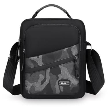 Imagem de Bolsas de ombro pequenas masculinas modernas para viagens ao ar livre, Preto, Small