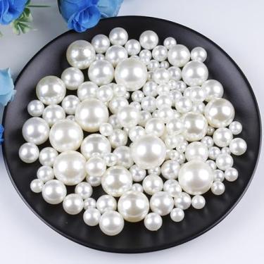 Imagem de 400 peças de pérolas com furo redondo para artesanato contas de pérolas soltas para fazer joias pérolas falsas contas para pulseiras, colares, brincos, chaveiros, acessórios (branco, 3 mm)