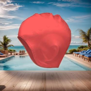 Imagem de Toucas de natação de silicone à prova d'água, design adequado para homens e mulheres com cabelo comprido, chapéu de natação antiderrapante confortável (vermelho)