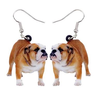 Imagem de Brincos de acrílico para cães buldogue britânico, pingentes, pingentes, joias, buldogue inglês, presentes para mulheres, berloques, animais de estimação, decoração, Medium, Acrílico, Sem pedra