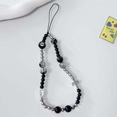Imagem de Charmoso cordão de contas com alça de pulso chaveiro de célula estética berloques fofos para mulheres, One Size, Resina, resina