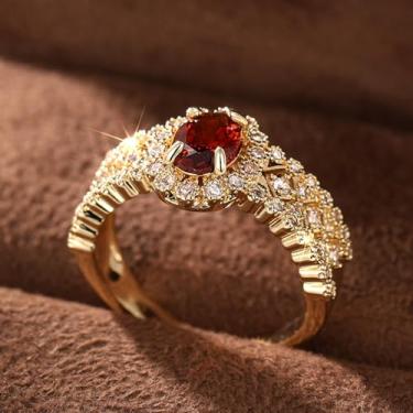 Imagem de Anéis de noivado vintage de zircônia cúbica oval banhada a ouro, alianças de noivado de casamento, alianças de compromisso, festas noturnas, presentes de dia dos namorados, alianças de eternidade para