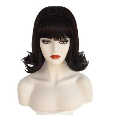 Imagem de Peruca estilo vintage dos anos 60 com franja de 33 cm de comprimento m