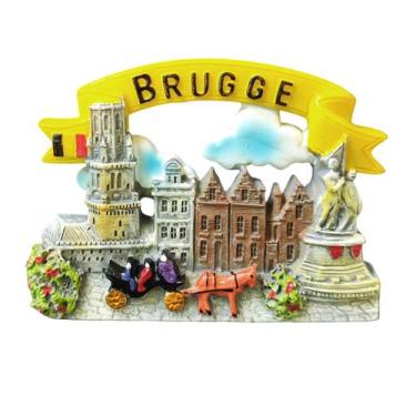 Imagem de Ímã de geladeira 3D Resin Brugge pintado à mão Belgian Landmar - Yiwei