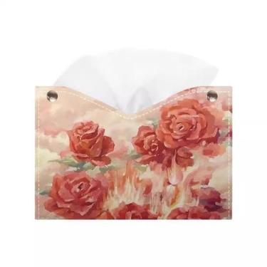 Imagem de Capa de tecido floral, design de pintura a óleo de couro, rosa vermelh