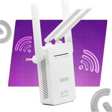 Imagem de Repetidor e Roteador Wi-Fi 2800Mbps 4 Antenas Wireless-N Amplificador Sinal Internet Fácil WPS