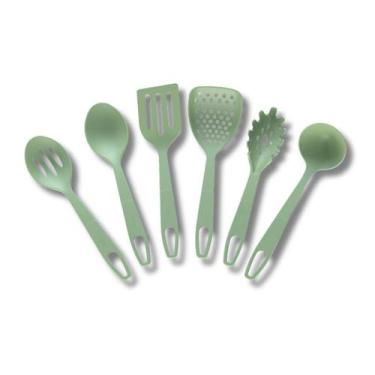 Imagem de Conjunto 6 Peças Utensílios Para Cozinha Verde De Nylon - Moara