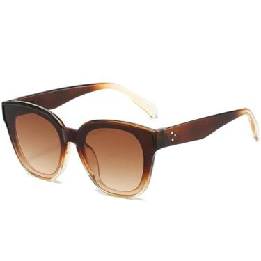 Imagem de Óculos de sol com armação quadrada da moda, feminino e masculino, para esportes ao ar livre, óculos de sol para dirigir, proteção UV400 (chá marrom)