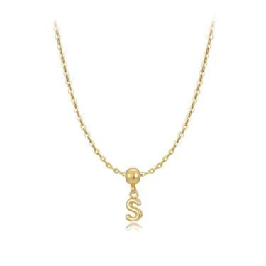 Imagem de 1 colar de letra A-Z banhado a prata para mulheres, joia fina, presente para mamãe, 46cm, Cobre, Sem Pedra Preciosa