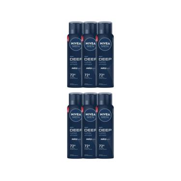 Imagem de Kit 6 Desodorante Nivea Men Deep  Aerosol Antitranspirante 48h 150ml