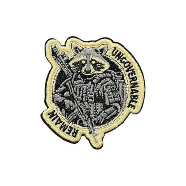Imagem de MOKOBOIZ Ungovernable Remain Raccoon Gun 7,6 cm com aplique bordado em gancho e laço, remendo de bordado, acessórios DIY para mochilas, coletes militares, roupas de arreio para cães, presentes de vida
