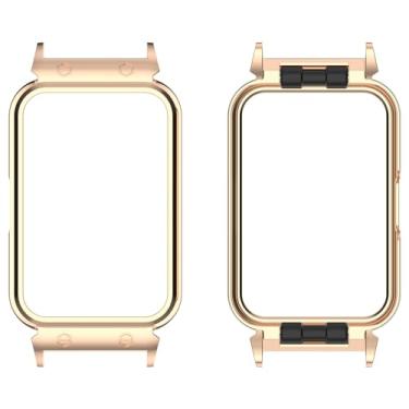 Imagem de Capa de relógio com moldura de metal compatível com Samsung Galaxy Fit 3 SM-R390 SmartWatch, capa protetora, proteção contra arranhões (ouro rosa)