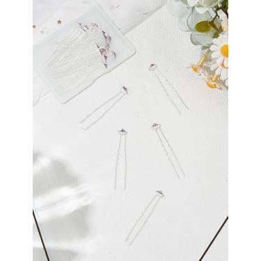 Imagem de 20 peças de alfinetes de cabelo em formato de flor fúcsia com strass roxo e transparente, acessórios decorativos de bloqueio para mulheres em festas, casamentos, celebrações, 6,8 x 1,1 cm