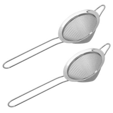 Imagem de 2 coadores de malha fina de aço inoxidável 304 de 8,4 cm para cozinha, coador de coquetel, chá, café, suco, coador de alimentos, mini peneira (2, prata)