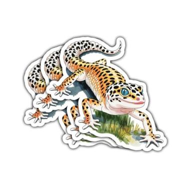 Imagem de 3 pçs Pull Up Leopard Gecko adesivo, decalque de vinil engraçado proprietário de réptil para adolescentes, adultos, laptop, carro, garrafa de água, scrapbook, caderno, diário, acessório de