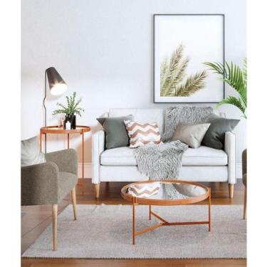 Imagem de Mesa De Centro Ambiente Aqua Pequena Com Espelho Cobre - Imcal - IMCAL