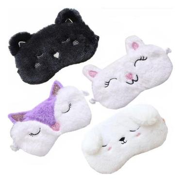 Imagem de Máscaras de dormir 4 peças de máscaras fofas de pelúcia para animais p