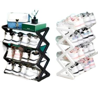 Imagem de Sapateira Prateleira Sanfonada 4 Andares Organizadora Plástico Multiuso Sapatos(Kit 2 Aleatorio)