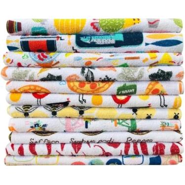 Imagem de Pano de Prato Atoalhado Kit com 5 Peças Felpudo Grosso 85% Algodão pano de copa