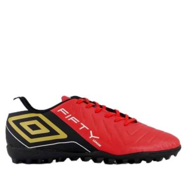 Imagem de Chuteira Umbro Fifty VI League Society Vermelha e Preta