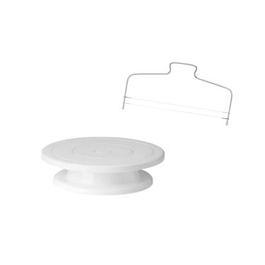 Imagem de Prato Bolo Giratorio e Cortador Inox Nivelador Fio Duplo