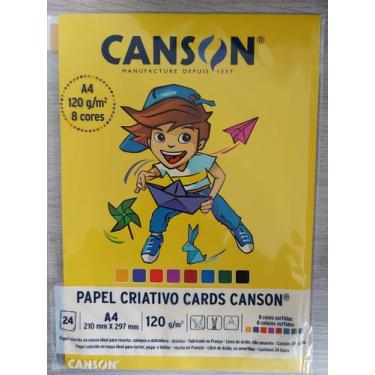 Imagem de Papel criativo A4 120g Canson cards 8 cores com 24 folhas