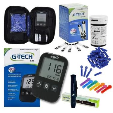 Imagem de Aparelho Medidor de Glicose Glicemia Diabetes GTech Lite mais 100 Agul