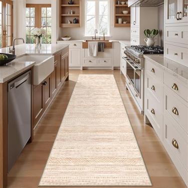 Imagem de Miukiki Tapete de corredor de 5 x 25 cm para sala de estar, tapetes laváveis marroquinos antiderrapante, tapete de piso interno, dobrável, grande, macio para sala de jantar, quarto, com pelo baixo