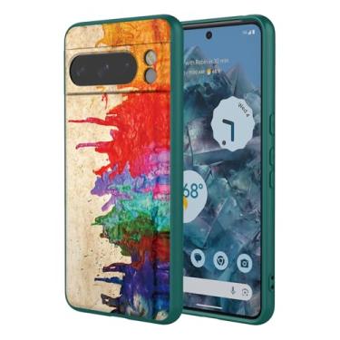 Imagem de OEURVQO Capa artística para Google 8 Pro, capa de silicone líquido de toque macio com forro fofo, compatível com carregamento sem fio, capa protetora para Google Pixel 8 Pro, aquarela verde