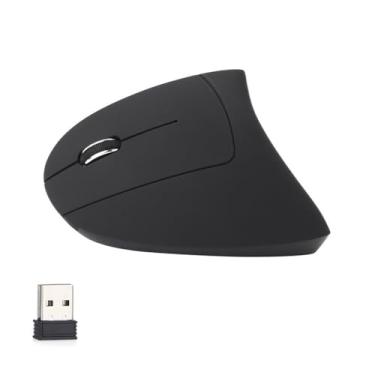 Imagem de Mouse ergonômico vertical sem fio para canhotos, preto, ajuste DPI de 3 níveis 800/1200/1600, mouse para jogos recarregável por USB para laptop e PC