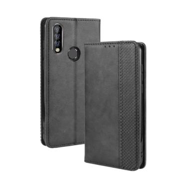 Imagem de Capa para Oukitel C17/C17 Pro,Retro Flip magnético,Caso de telefone de couro PU,Design de carteira com 3 slots de cartão e 1 clipe de dinheiro -Black