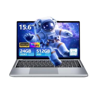 Imagem de Laptop para jogos, processador i5 para laptop de 15,6 polegadas (até 3,60 GHz), SSD DDR3 de 24 GB de 512 GB, tela Full HD 1920 x 1200, abertura de ângulo de 180, WiFi 5, HDMI, Win 11 Pro, computador