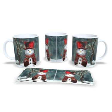 Imagem de Caneca de Cerâmica com Design Natalino, Decoração com Bolas Douradas e Estrelas, 300ml, Branco e Dourado, Para Café e Chá (10)