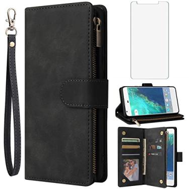 Imagem de Asuwish Capa carteira compatível com Google Pixel XL, protetor de tela de vidro temperado e capa flip de couro, porta-cartões, acessórios de celular, capas para celular para Pixle 1 XL One Pixel1 1XL
