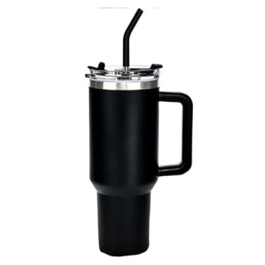 Imagem de Garrafa TéRmica Com Tampa E Canudo | Garrafa TéRmica Tipo Squeeze, Adequada Para áGua E Bebidas(Preto-1200ml)