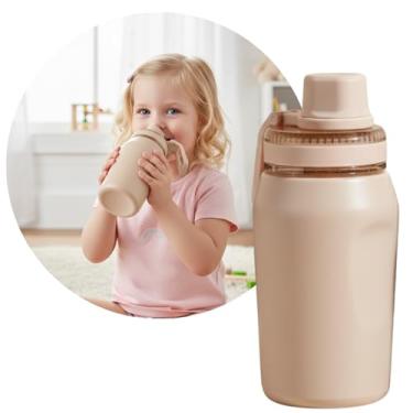 Imagem de Garrafa Térmica, Tampa Antivazamento, com Canudo e Alça, Base Antiderrapante, Parede Dupla em Inox que Conserva Líquidos Quentes e Frios por Horas (Creme, 350ml)