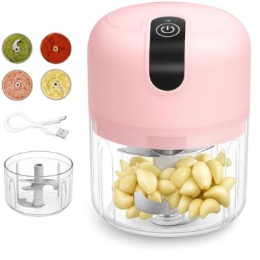 Imagem de Mini Processador Triturador de Alimentos Elétrico Portátil sem Fio Potente com 3 Lâminas de Aço Inoxidável Usb Recarregável 250ml Premium