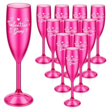 Imagem de Qinyoung 10 peças Galentine's Gang Taças de champanhe de plástico galentinas para brindar taça de champanhe para despedida de solteira, casamento, chá de panela, festa de Dia dos Namorados, decoração