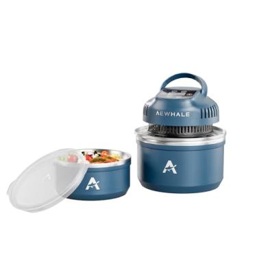 Imagem de AEWHALE Fritadeira portátil de aço inoxidável 3 em 1,4 litros e 8 xícaras, recipientes isolados a vácuo com tampas de armazenamento, pode ser lavado na lava-louças