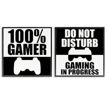 Imagem de Stupell Industries Competitive Gamer Conjunto de arte giclée emoldurado preto e branco de 2 peças, design de Kim Allen, 12 x 12