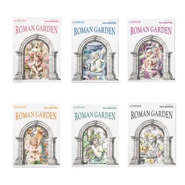 Imagem de Doukado 90 adesivos de estátua de jardim romano estético, adesivos de criação de paisagem de anjo de jardim vintage para álbuns, diário, artes de artesanato DIY e suprimentos de diário de lixo