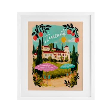 Imagem de Stupell Industries Impressão emoldurada branca com borda de frutas na Toscana sob vidro, design por Yen, 40,6 x 33,5 cm