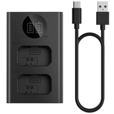 Imagem de Carregador de bateria para câmeras duplas NP-FW50 para câmeras Sony ZV-E10 Alpha A6000 A6300 A6400 A6500 A7 A7II A7S A7S2 A7SII A7R A7R2 A7RII