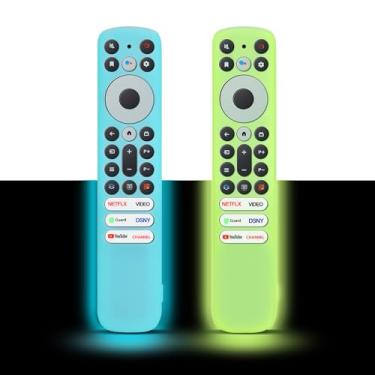 Imagem de [Pacote com 2] Capa protetora para controle remoto por voz TCL RC813 FMB1 / RC902V FMR1 / RC923 2023 capa protetora de silicone compatível com TCL Q6 Q7 QM8 S4 S3 Series Google TV Remote - brilho