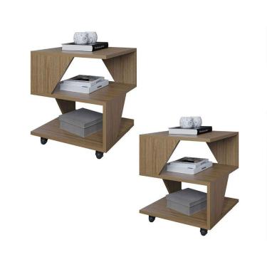 Imagem de Kit Com 2 Mesa De Cabeceira Spin Para Quarto Casal Poquema Carvalho