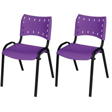 Imagem de Cadeira Iso Base Preto Escola, Escritório Violeta - Kit 2 Un